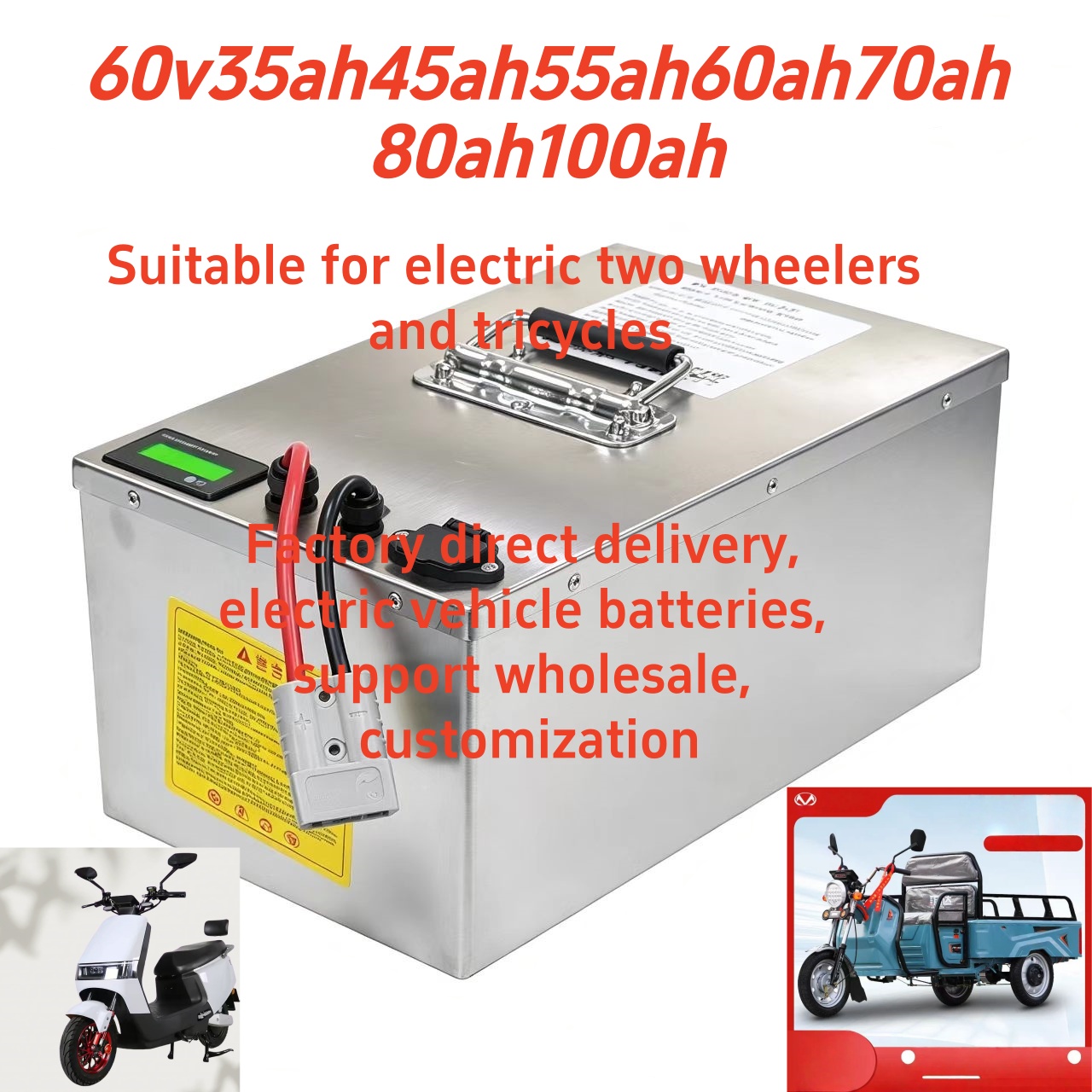 60V 50Ah Electric Scooter Battery - 60V35Ah 50Ah 100Ah LiFePO4-batterijpakket voor zonne-energie,